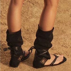 NWT ZARA LIMITED EDITION HIGH SHAFT LEATHER SANDALS